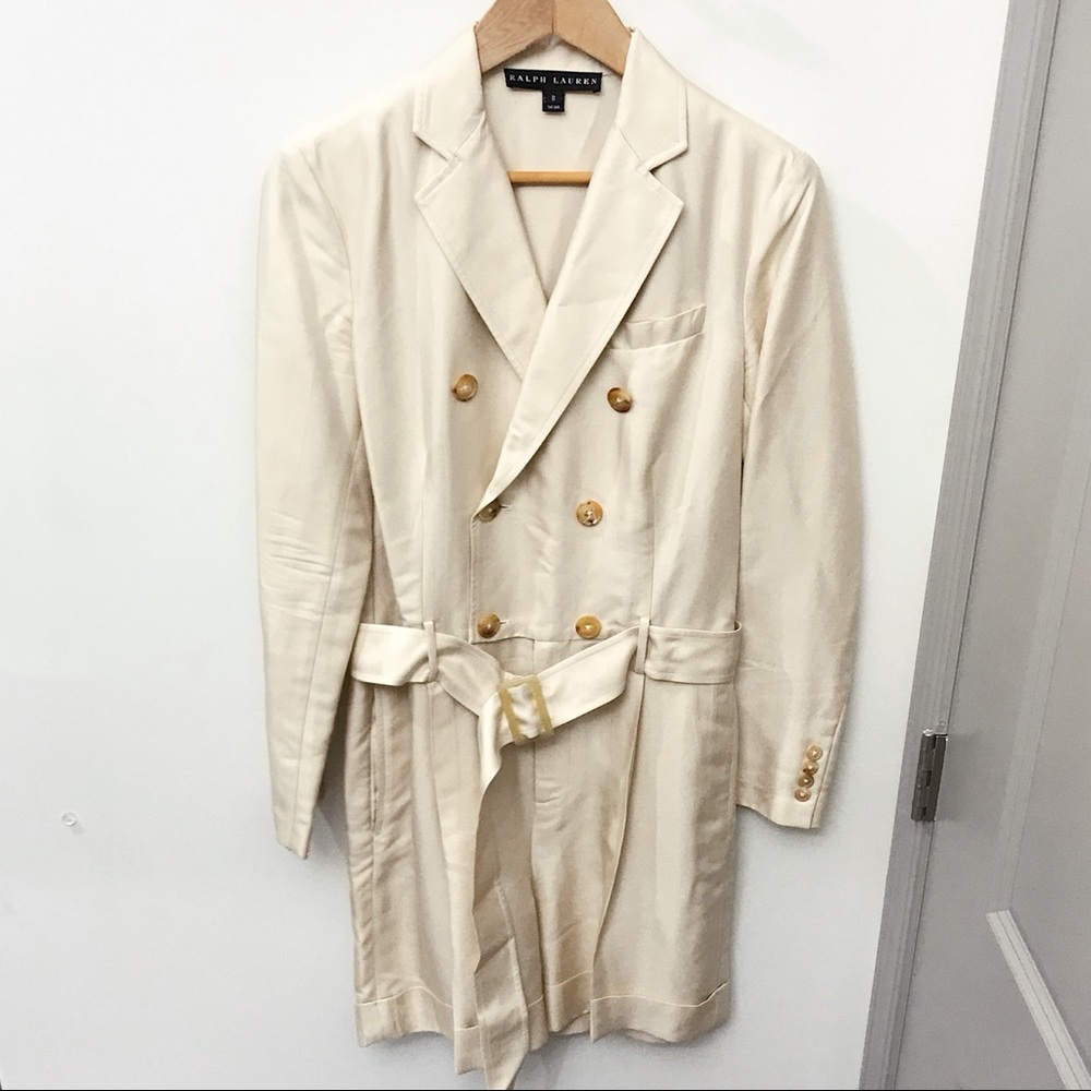 Ralph Lauren Collection Black Label Ivory Silk Blend Romper Jumpsuit 8 USA Made